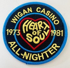 NORTHERN SOUL IRON ON PATCH - WIGAN CASINO - HEART OF SOUL - 1973/81
