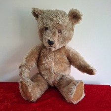 Chiltern Hugmee Golden Mohair Teddy Bear 1950s Cardboard Feet 21 Inches Vintage