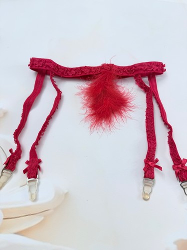 Vintage red lace feather - lace,