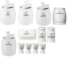 RETRO Tea Coffee Sugar White  Storage Canisters Jar Set - Charm Dolomite