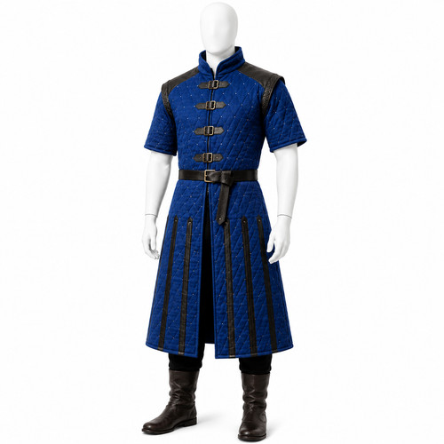 Medieval blue quilted gambeson - blue,