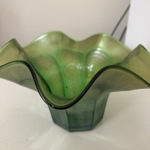 Antique iridescent green glass - green,