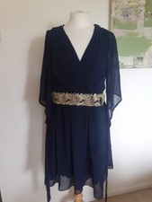 Ladies Navy Apricot Dress Size L