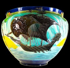 HUGE & RARE BURMANTOFTS TUBE LINED ART NOUVEAU JARDINIERE by  JOSEPH WALMSLEY