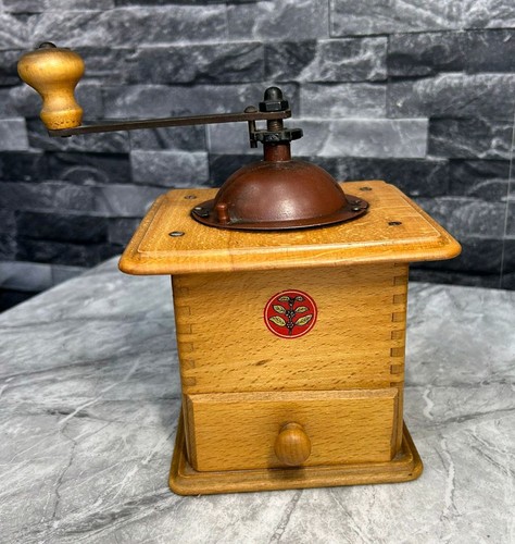 Antique coffee grinder wooden - antique,