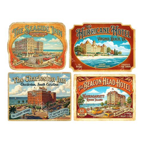 Vintage coastal luggage - vintage,