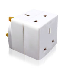 2 WAY 3 PIN ADAPTOR CONVERTER 13 AMP DOUBLE SOCKET HOUSEHOLD MULTI PLUG UK 