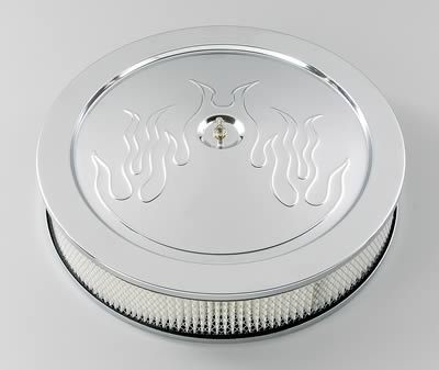 14x3 flamed chrome round air - chrome,