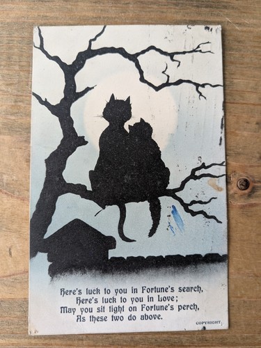 Edwardian black cat silhouette - cat,