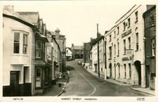 RPPC Vintage Postcard Market Street Narberth Wales Cars Hotels