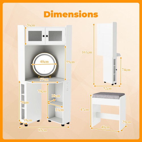 Lights corner vanity desk - corner,