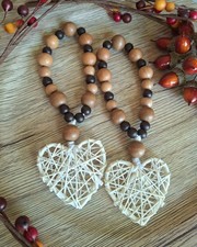 Bead Handle Pendant Rustic Hanging Wicker Heart Ornament Door Decor Hygge Boho