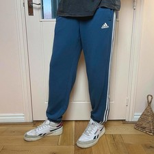 Adidas Sport Essentials Climalite Track Pants Joggers Size S Blue White Stripes