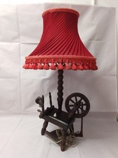 Vintage Spinning Wheel Lamp with Boudoir Shade ~ no plug