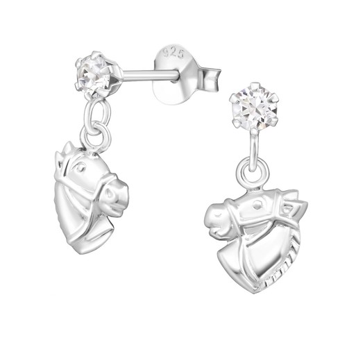 Hanging horse ear studs 925 - horse,