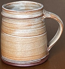 Studio Pottery Hand Thrown Terracotta Brown & Green Mug Makers Mark