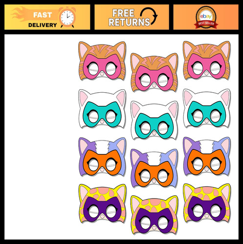 12pcs cartoon cat masks - cat,