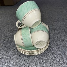 Set 5 Burleigh Balmoral Cups Saucers Tea Coffee 818045 Vintage Art Deco Style