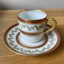 Goa France Vintage Teacup and Saucer Limoges Porcelain China Roses Floral