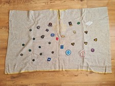Rare Vintage Poncho Blanket Girl Guides With Badges 60s 70s Scout Wool Handwoven