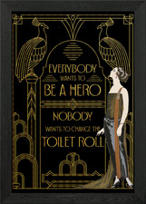 Art Deco Funny Bathroom Framed