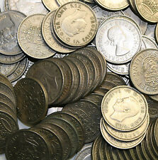 100 X SHILLINGS COINS GOOD MIXTURE FROM 1947 TO 1966