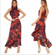 Navy & Red Flounce Asyemetric