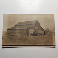 RPPC Old Barn Horse Drawn