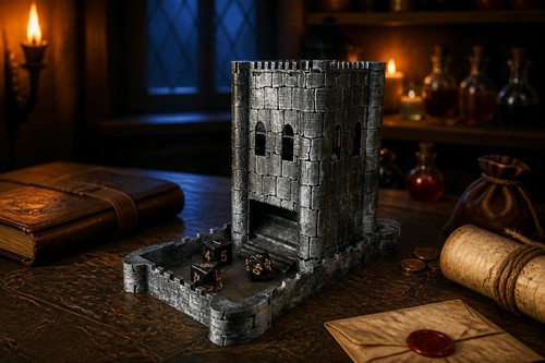 Castle dice tower - +,