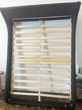 Italian Brown Faux Leather Sleigh Bed Frame