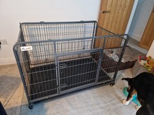PawHut 81x125cm Metal Dog Cage Kennel w/ Locking Door & Wheels Extra Large Pets