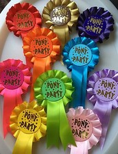 Pony Party Rosettes 10 X 1 Tier in top quality single faced satin