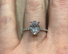 2.2 Carat Lab Created Diamond Oval Ring With Platinum Plated 925 Size L