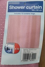 Pink Diamond Shower Curtain. Euroshowers 180cm x 180cm 100% Polyester Free Hooks