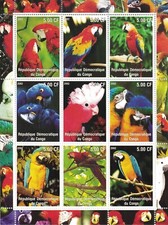 Parrot tropical bird 2002 MNH stamp sheetlet