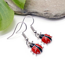 Ladybird Earrings, Red and