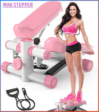 Mini Step Stepper Stair Exerciser Machine w/ Resistance Band LCD Display Fitness
