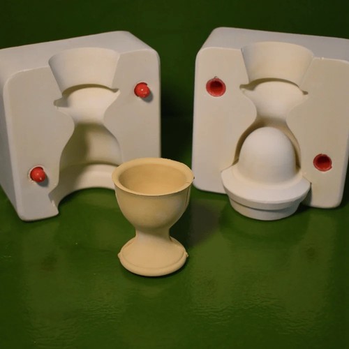 Plaster egg cup mould - cup, slip