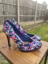 Navy blue Floral High Heeled