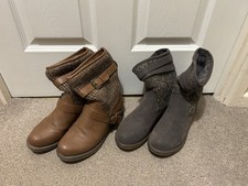 TU Women Leather And Suede Ankle Boots Fleece Lined Size 5 x 2 pairs