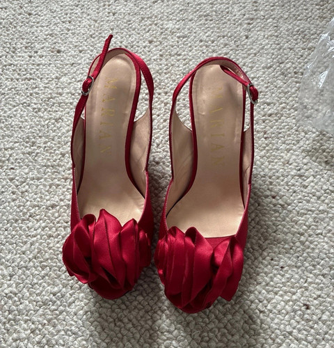 Marian red satin slingback - satin,