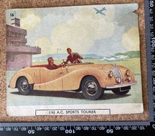 Vintage Classic Car Card Cut Out - Tea Packet? A.C SPORTS TOURER #16