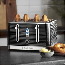 Russell Hobbs Inspire Black Toaster Extra Wide Slots 4 Slice - 24381