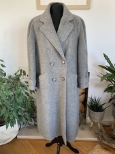 Vintage Windsmoor Grey Wool Coat Overcoat Jacket - Size 16 - Double Breasted