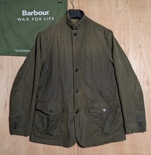 Barbour Lutz Wax Jacket Mens Medium Olive Green Tartan Lined Bond Skyfall Waxed