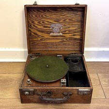 Antique The Grippa Perophone Portable Gramophone - For Repair/Parts - Prop
