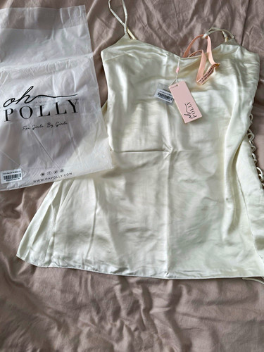 Polly white satin midi - white,