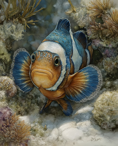 8x10 clownfish coral - clownfish,