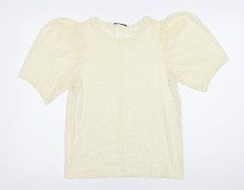 ZARA Women Ivory Lace Puff Sleeve Blouse Size 14