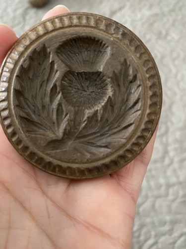 Antique treen butter - treen, stamp